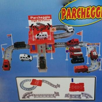 Parcheggio Bomberos 60x55 cm - Set de 35 Piezas con 3 Vehículos de Emergencia