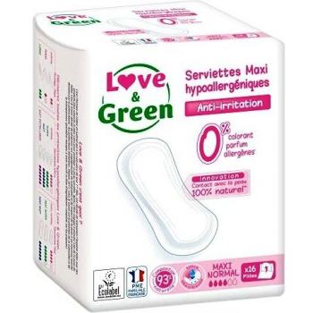 Toallas Hipoalergénicas Love & Green Maxi Normal 16uds