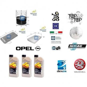 Kit filtros Tagliando UFI Opel Agila B 1.0 12 V 48 kW + 3 L Aceite Opel 5 W30