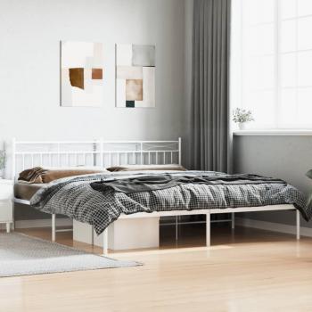 Cama con cabecero de metal blanco 200x200 cm