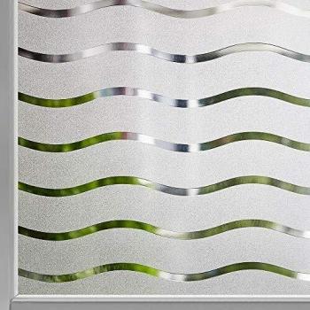 LEMON CLOUD Vinilo Ventana Privacidad Vinilo Cristal Ventana Autoadhesivo Estática Cristal Ventana Pegatina Translúcido Anti UV Decorativos Oficina Cocina Patrón de Ondas 45x200CM