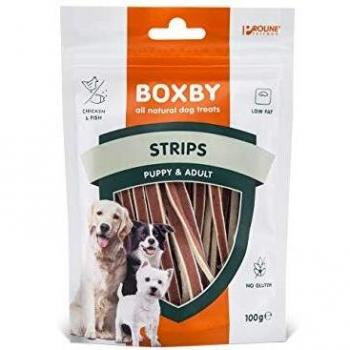 Pack 2 x BOXBY Premio Snacks Tiras DE Pollo Y Pescado para Perro 100 GRS.