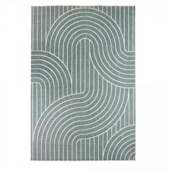 Alfombra kilim reversible exterior/interior verde y crema 200x290 OEKO-TEX®