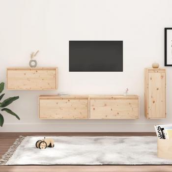 Muebles de soporte de TV 4 piezas de madera maciza de pino vidaXL Muebles para TV 2 piezas madera maciza de pino