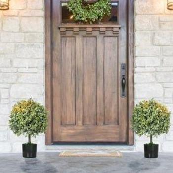 HOMCOM Juego de 2 Árboles de Té Artificiales 55 cm, Planta Artificial con 343 Hojas Musgo y Maceta, Planta Artificial Decorativa para Interior y Exterior, Hogar Salón Oficina Verde