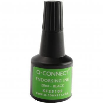 Q-Connect Tinta Tampón Negra Frasco 28 Ml