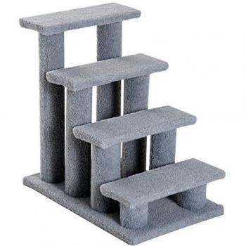 Escalera para Gatos y Perros de 4 Peldaños, 63.5x43x60cm, Color Gris