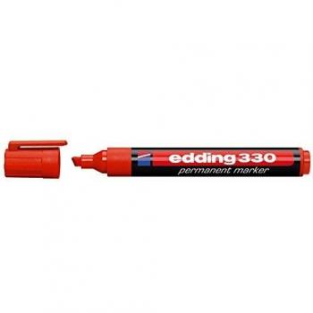 Rotulador Permanente Edding 330 con Punta Biselada en Rojo