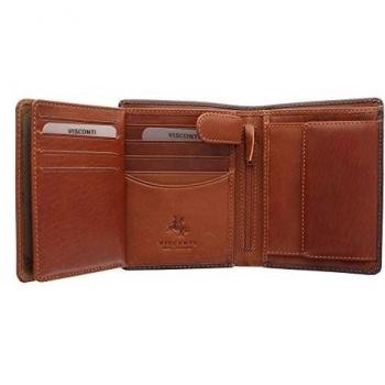Visconti Colección Torino WALDORF Cartera Bi-pliegue de Cuero Curtido Vegetal TR34 Marrón/Canela