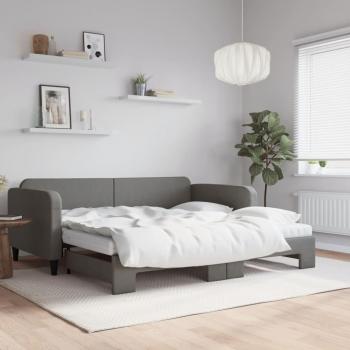 Sofá cama nido con colchón de tela gris oscuro 100x200 cm vidaXL