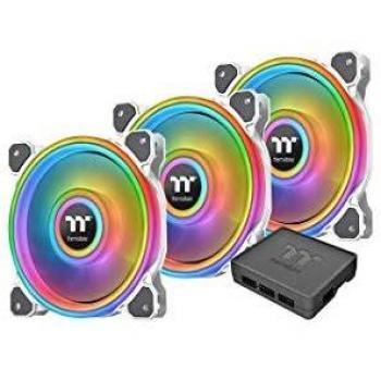 Thermaltake Riing Quad 14 RGB Radiator Fan / 3 Pack With Controller/Low Noise - PWM Case Fan / 54 LED/NeonMaker Supported - White