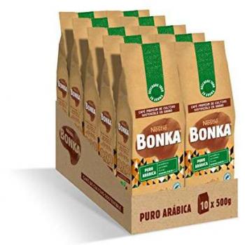 Café Descafeinado Bonka en Grano Bolsa de 5Kg (10 paquetes de 500g)