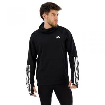 Adidas Men's Own the Run 3-Stripes Hoodie (Black, XXL)