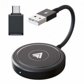 Adaptador Convertidor Inalámbrico CarPlay y Android Auto THT-020-5+ Compatible con Interfaz USB/Tipo-C