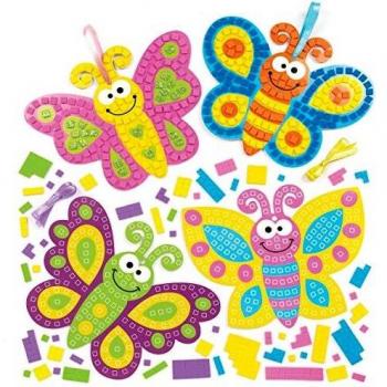 Baker Ross- Kits de mariposas para decorar con mosaicos