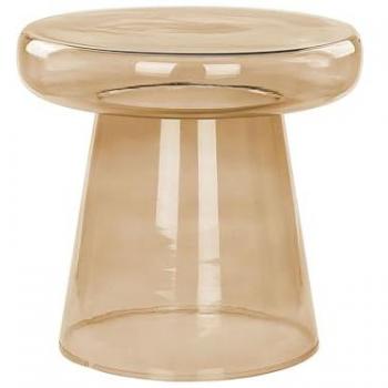 Mesa Auxiliar de Cristal Tinte Marrón Dorado Diseño Elegante Caldera