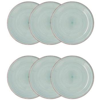 Juego de 6 Platos Llanos Vita de Quid – Cerámica y Gres – Apto Microondas, Congelador y Apilables – Colores Naturales y Diseños Coordinados
