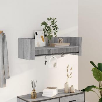 Estante de pared de madera de ingeniería 100x35x30,5 cm en colores Blanco, Negro y Roble Sonoma - Mueble de Almacenaje para Oficina, Estudio y Dormitorio - Estantería/Librería