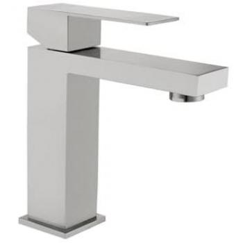 Grifo Mezclador Mecánico Cuadrado de Acero Inoxidable con Acabado Níquel Cepillado - Altura 17,3 cm - Canilas
