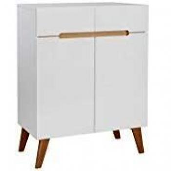 Aparador escandinavo blanco brillante y fresno 80cm MELKA