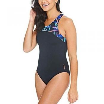 Zoggs Traje de baño Predator con cremallera para mujer, color negro