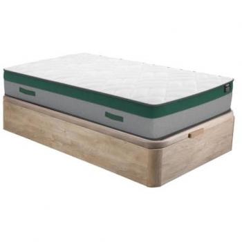 Cama 90 x 190 cm - canapé abatible natural claro + colchón de muelles ensacados - PRESTIGE de YSMEE