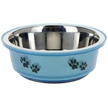 Importacion Comedero Perro Diseño INOX 14 Cm Azul