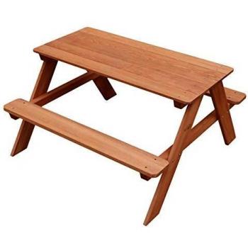 Mesa de Picnic Infantil Sunny Dave de Madera Marrón 89 x 89 x 50 cm con Área para Arena y Agua