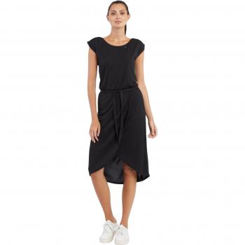 Vestido de longitud media Ragwear ETHANY para mujer con cinturón ajustable y efecto envolvente - Negro - S a M