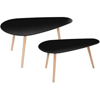 Mesa Nido Mileo - Conjunto de 2 mesas en madera y metal negro