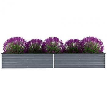 vidaXL Arriate de Jardín Acero Galvanizado 320x80x45 cm Gris Macetero Patio