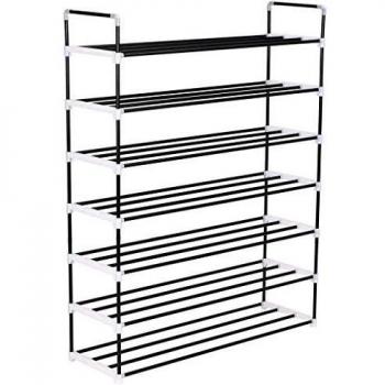 vidaXL Shoe Rack with 7 Shelves Metal and Plastic Black