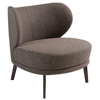 Sillón Tapizado en Tela Marrón Ángel Cerdá - Diseño Moderno, Estructura de Acero, 82 x 84 x 76 cm