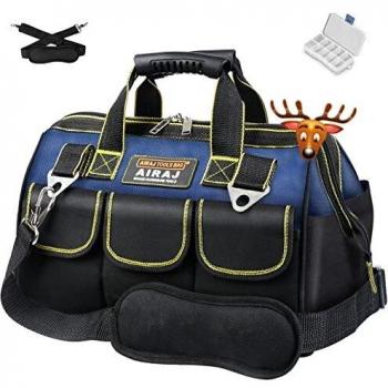 AIRAJ 15 pulgadas Bolsa de Herramientas Impermeable, Bolsa de Asas de Herramientas de Boca Ancha Superior con Bolsillos Interiores/Exteriores para Guardar Herramientas,Gran Capacidad