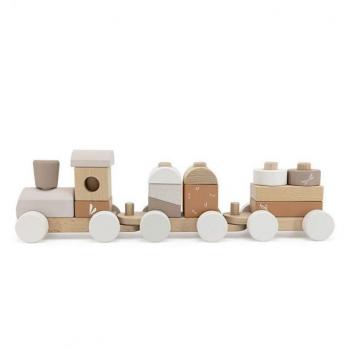 Tren de apilamiento nougat de madera con bloques para niños a partir de 18 meses