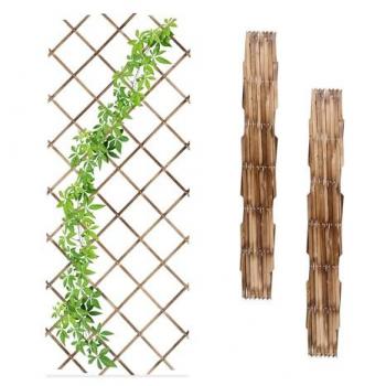 Set 3 Guías para Plantas Trepadoras, Celosías Extensibles de Madera Natural, Enrejado para Paredes y Balcones, 180x90 cm
