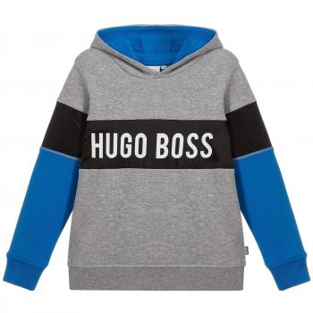 BOSS Hugo Sudadera con Capucha con Logotipo de Panel para niños 14 Years Grey