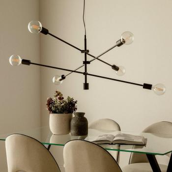 Lámpara de techo negra Bubble, 129 x 45 cm, metal negro
