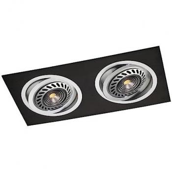 Aro Empotrable Helium QR111 Negro - Foco Basculante Doble Luz (2xQR111) con Portalámparas GU5.3 IP20