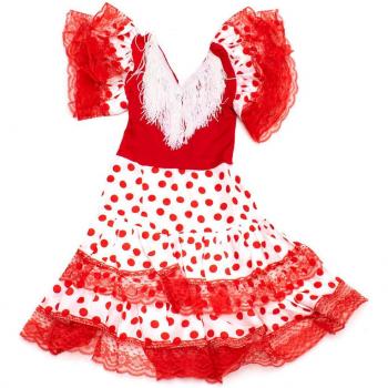 Vestido Flamenco VS-RB-LR2 Blanco Talla 2 - Diseño Exclusivo de Bixoto