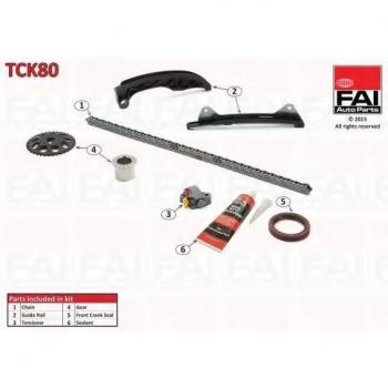 Kit de cadena de distribución FAI AutoParts TCK80 - incluye cadena de distribución, tensores, guías y es compatible con varios modelos de vehículos