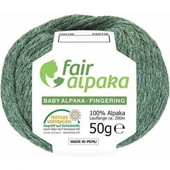 300 g (6 x 50 g) fairalpaka dk Baby alpaca - Ovillo de lana, 100% Lana de Alpaca, alpaca, HF275 Smaragd heather, 200 m