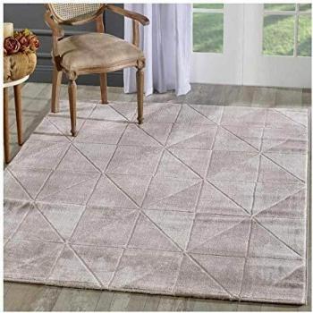 Alfombra de comedor rectangular 200x280 tejida crema con motivos geométricos Lyn7 Volitro