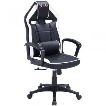 Silla Gaming Ergonómica Reclinable Luc con Cojín Lumbar y Reposabrazos Acolchados en Color Negro y Blanco