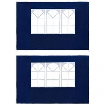 vidaXL Partytent Sidewall 2 pcs with Window PE Blue