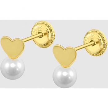 Pendientes de niña HIN00200 Basics de oro 9K con motivo corazón.