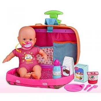Nenuco - Siempre Conmigo, Maletín trolley con ruedas y asas para llevar a todas partes como mochila, bebe Nenuco y accesorios médicos y de cuidado que se guardan en compartimentos. FAMOSA