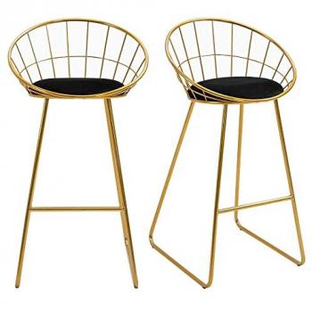 HOMCOM Juego de 2 Taburetes Altos de Cocina con Asiento de Tela, Taburetes de Bar Sillas Acapulco con Respaldo y Reposapiés para Comedor, dimensiones 52,5x