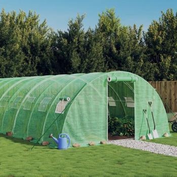 Invernadero con marco de acero verde 40 m² 10x4x2 m