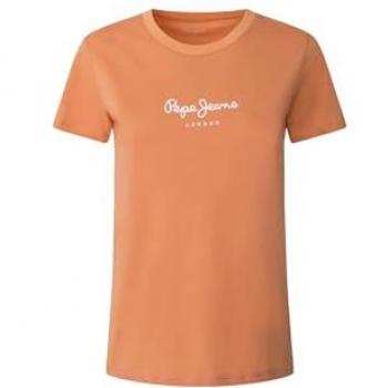 Camiseta Pepe Jeans Wendy - Moda Femenina, manga corta, fit regular, color naranja pastel blanco, tamaño XS